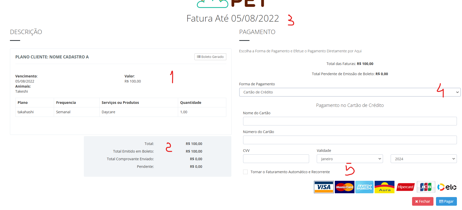 Tela de Pagamento